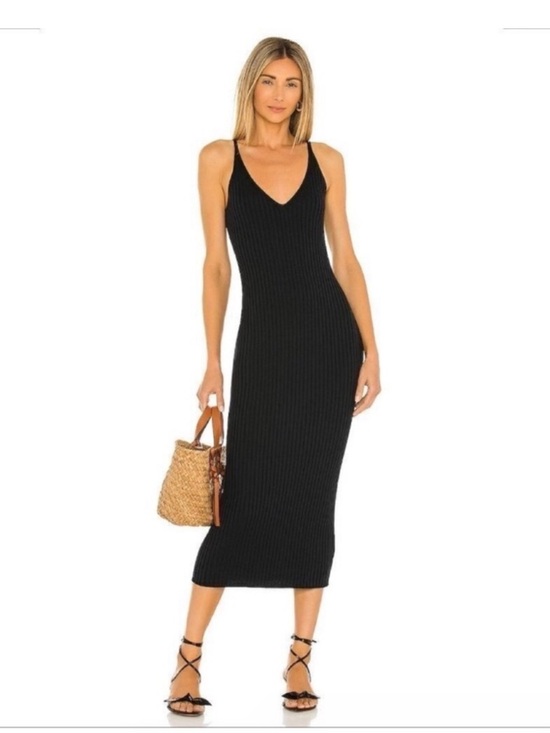 Weekend Stories Dresses & Skirts - Weekend Stories Black Ribbed Cashmere Blend Dress